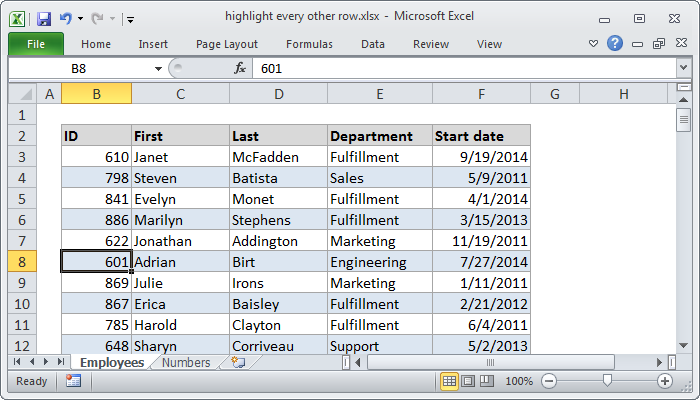 how to shade every other row in excel for mac